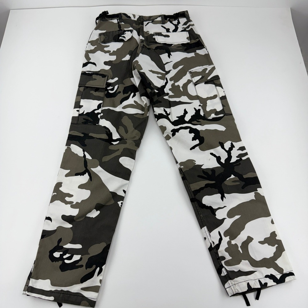 Urban Camo Cargo Pants Grey White Black High Waisted / BDU/ Y2K/Baggy SM Regular - Picture 2 of 11
